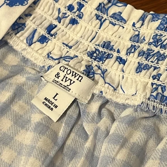 Crown & Ivy Light Blue Gingham Pajama Set - Picture 7 of 14